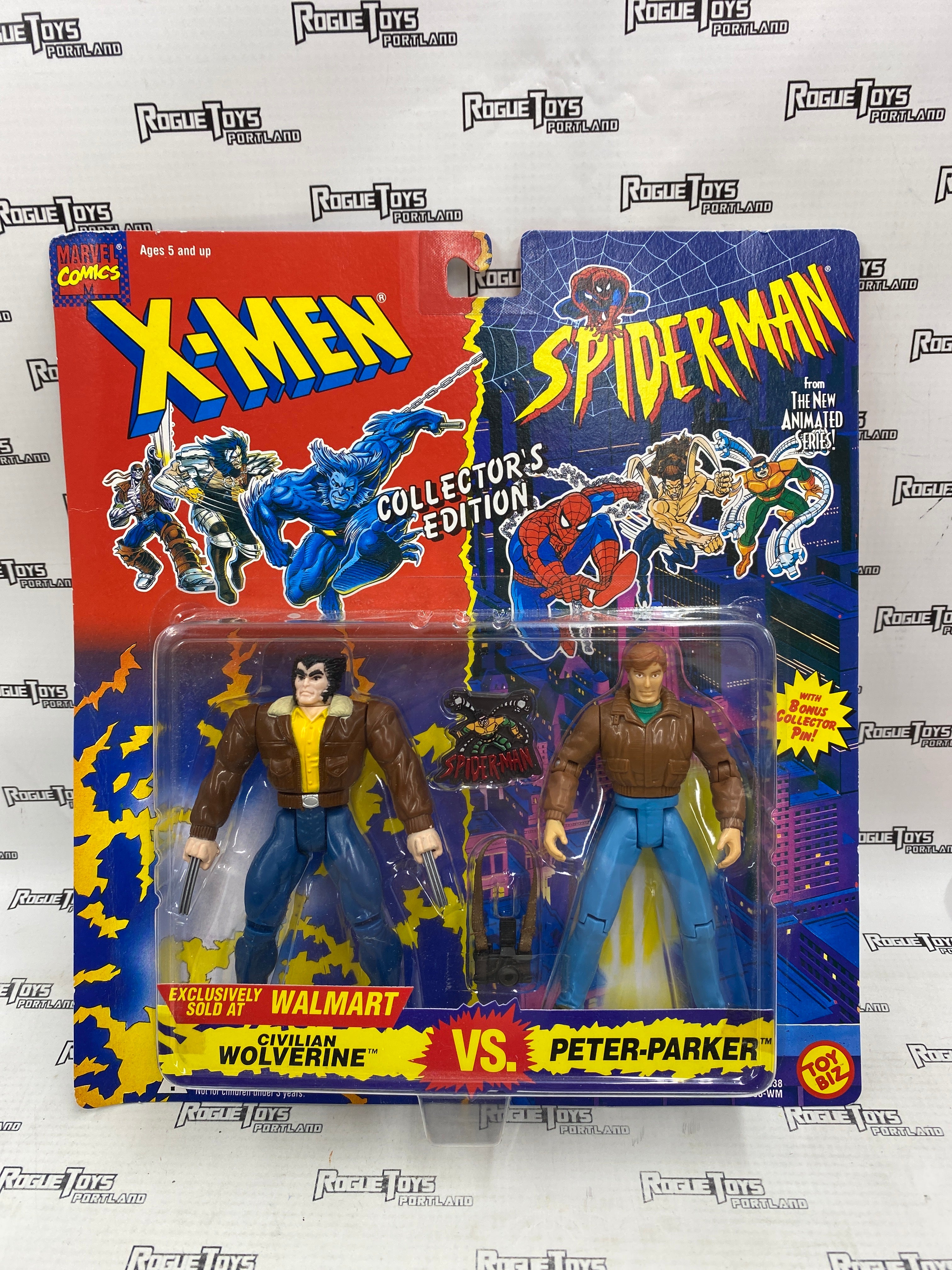 Toy Biz X-Men/Spider-Man Animated Series Civilian Wolverine vs Peter Parker Walmart Exclusive