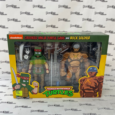 NECA TMNT Cartoon Crooked Ninja Turtle Gang and Rock Soldier (Open Box)