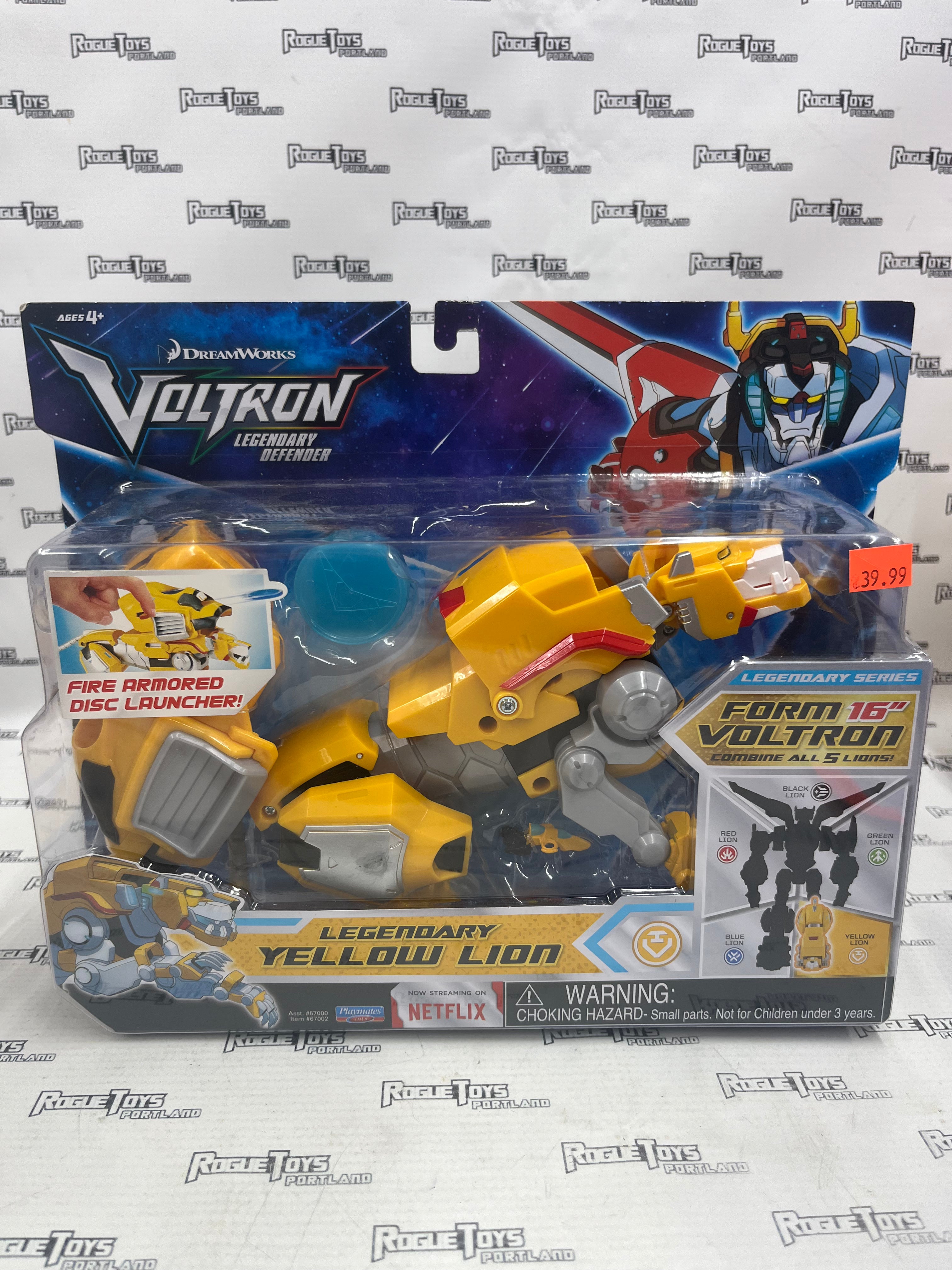 Playmates Voltron Legendary Defender Yellow Lion on card